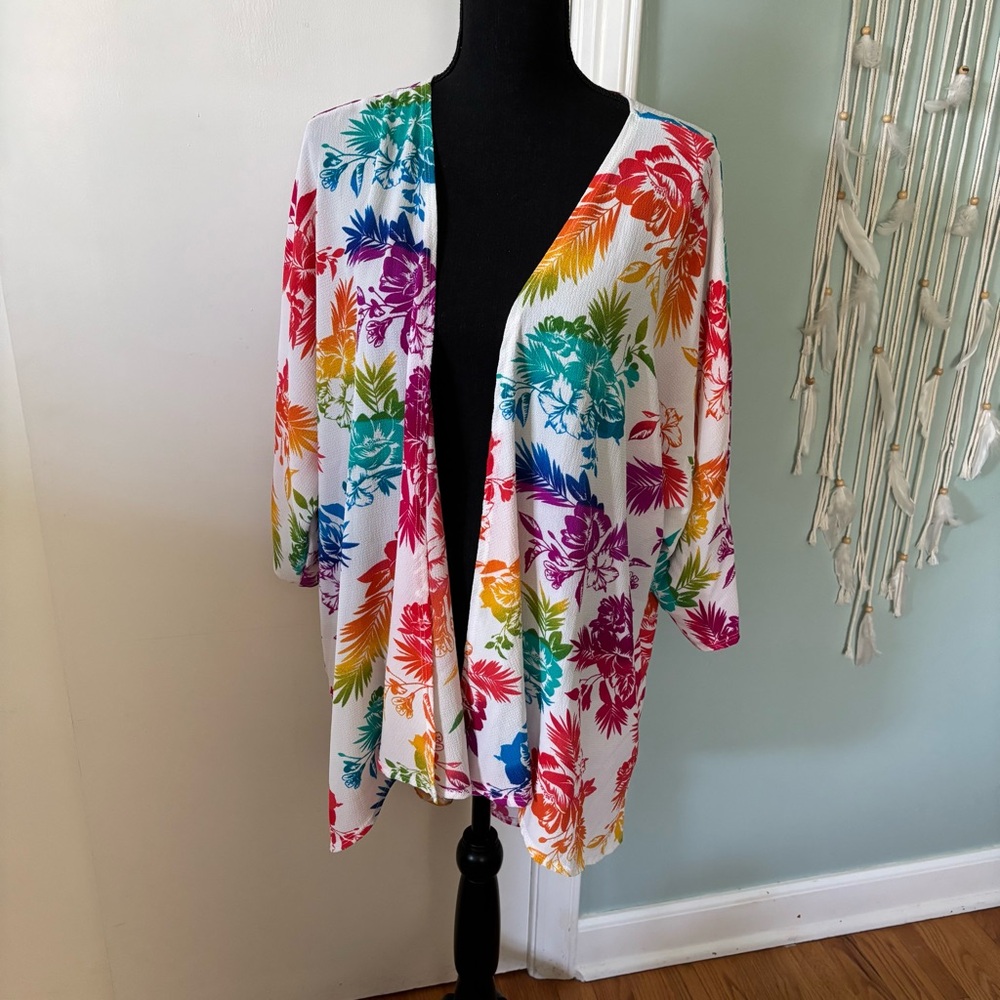 LulaRoe Colorful Floral Open Cardigan